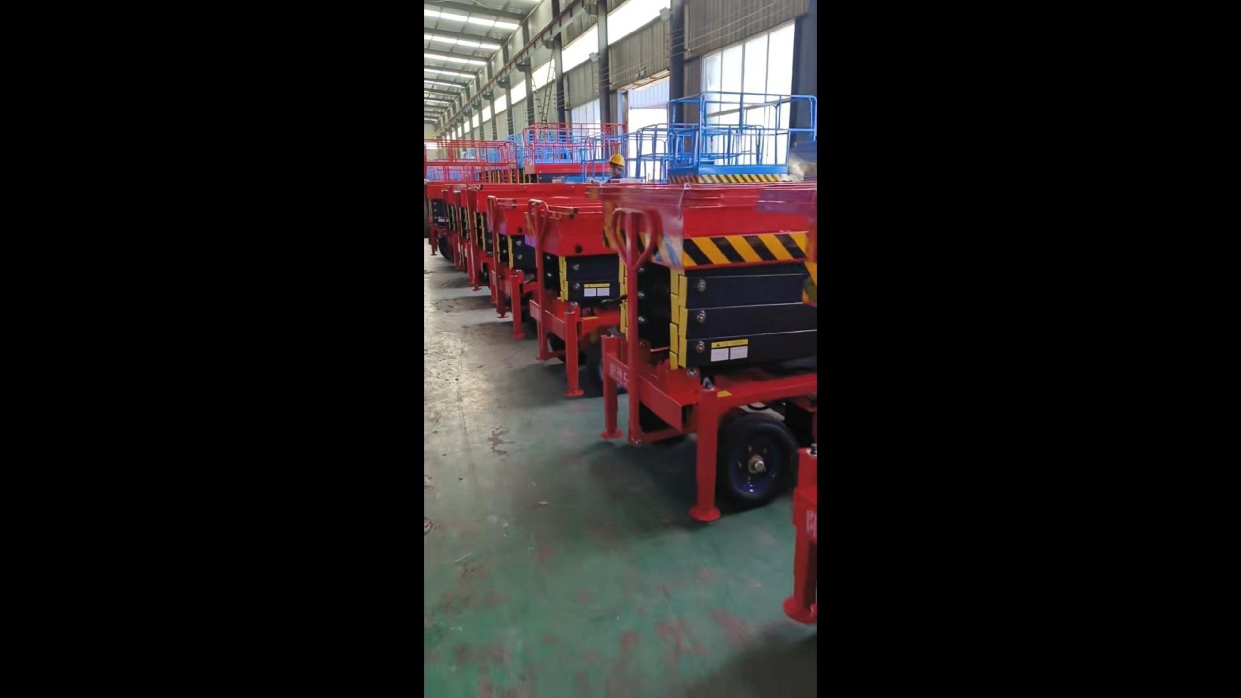 New scissor lifts in the indoor warehouse